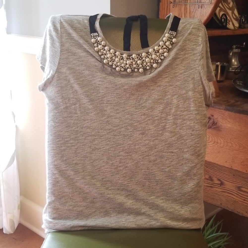 Pearl neckline top